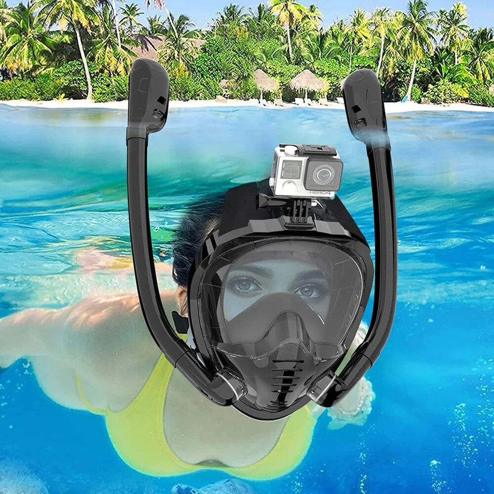 Freediving Mask Set - Full Face Snorkel Mask 180°Panoramic View