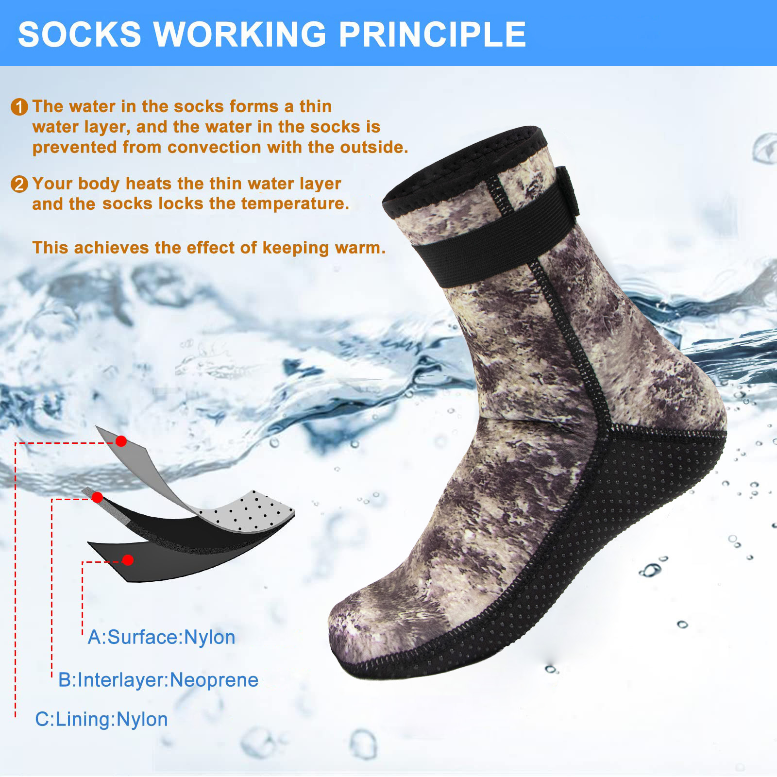 3mm Neoprene Water Socks Divin - огляд і ціна Wetsuit 3Mm Neoprene