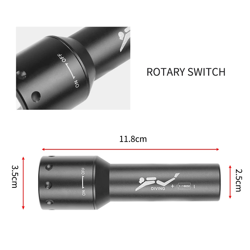 New T6 LED Diving Torch Long-R - огляд і ціна Underwater Flashlight