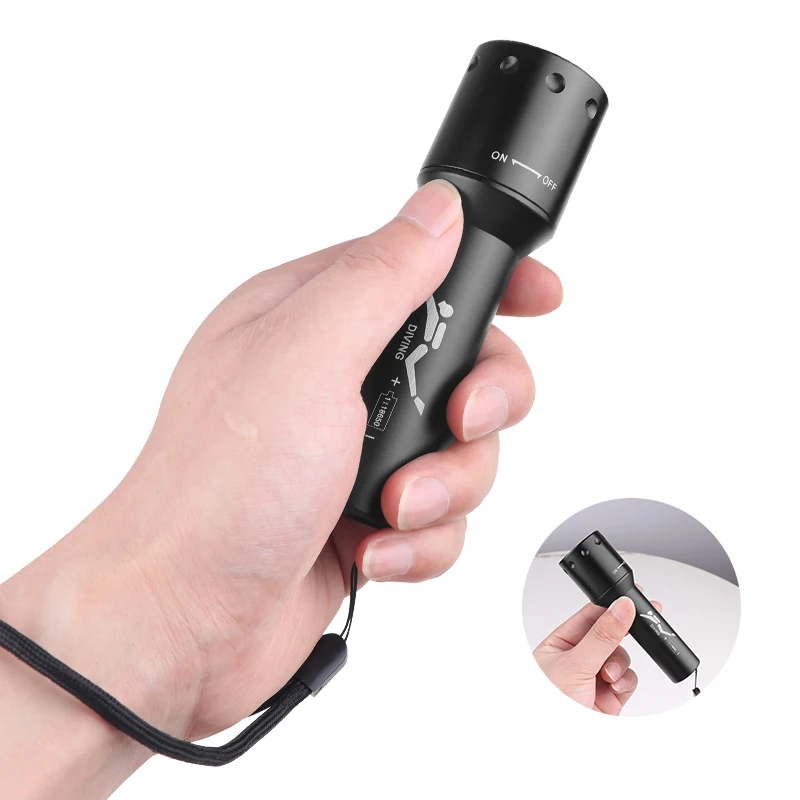 New T6 LED Diving Torch Long-R - огляд і ціна Underwater Flashlight