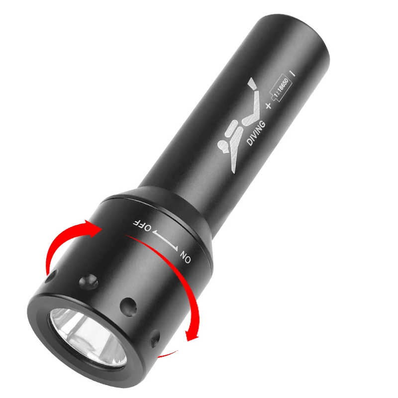 New T6 LED Diving Torch Long-R - огляд і ціна Underwater Flashlight